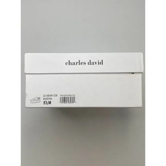 Charles David $219 Madeira Espadrille Platform Sandals 5.5 Black Gray Women's