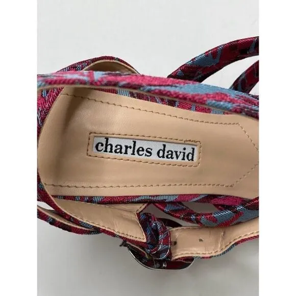 Charles David Judy Wedge Platform Sandals 8M Fuchsia Women's Adjustable NEW