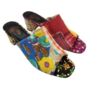 Charlotte Stone Jia Slip On Heeled Mule Sandals 12 Fabric Upper Limited Edition
