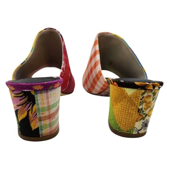 Charlotte Stone Jia Slip On Heeled Mule Sandals 12 Fabric Upper Limited Edition