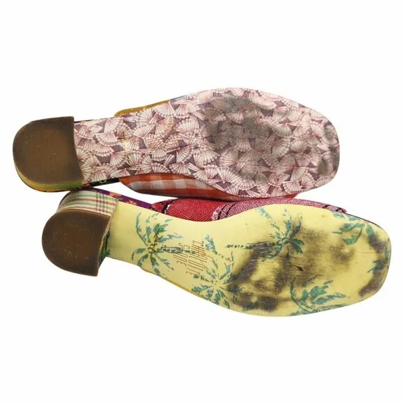 Charlotte Stone Jia Slip On Heeled Mule Sandals 12 Fabric Upper Limited Edition