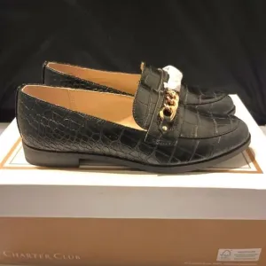 💯🔥CHARTER CLUB Womens Black Crocodile Chain Comfort Kattelle Round Toe Block H
