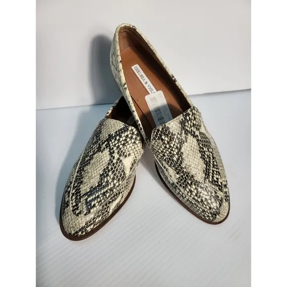 Chelsea &amp; Violet Snakeskin Loafers Pointed Toe Slip On Flats Shoes 8M