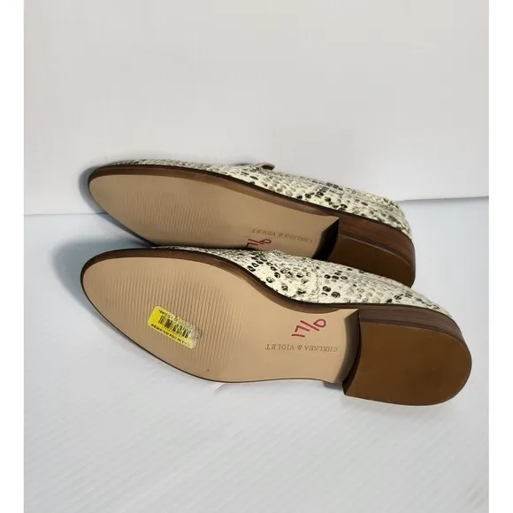 Chelsea &amp; Violet Snakeskin Loafers Pointed Toe Slip On Flats Shoes 8M
