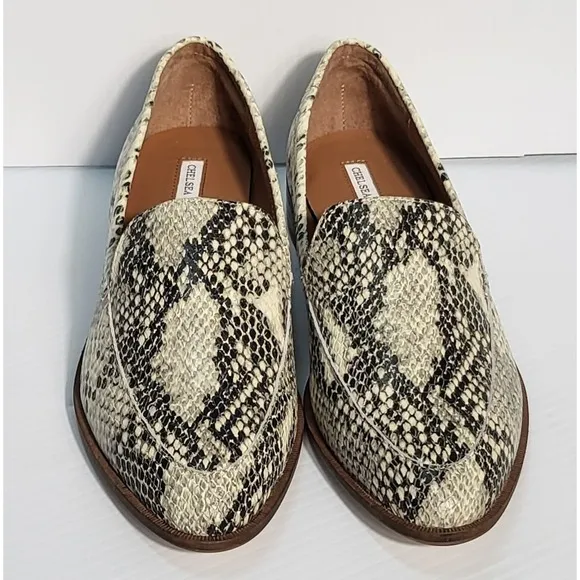 Chelsea &amp; Violet Snakeskin Loafers Pointed Toe Slip On Flats Shoes 8M