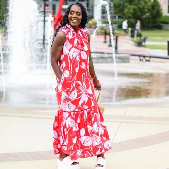 Chico’s Modern Peasant Floral Maxi Dress – 100% Cotton, Boho Chic – Brand New