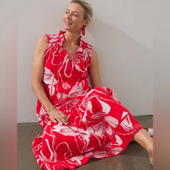 Chico’s Modern Peasant Floral Maxi Dress – 100% Cotton, Boho Chic – Brand New