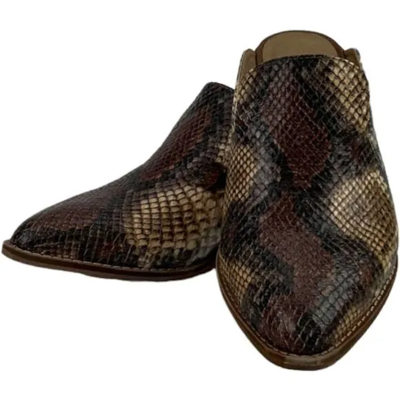 Chinese Laundry Marnie Python Snake Print Mule Stacked Heel Loafers Clogs US 6