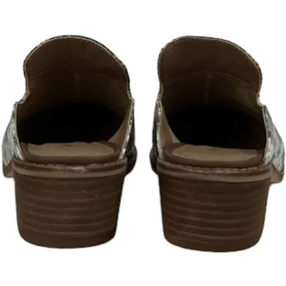 Chinese Laundry Marnie Python Snake Print Mule Stacked Heel Loafers Clogs US 6