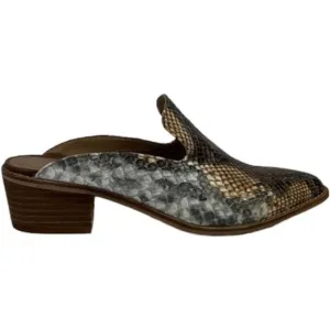 Chinese Laundry Marnie Python Snake Print Mule Stacked Heel Loafers Clogs US 6