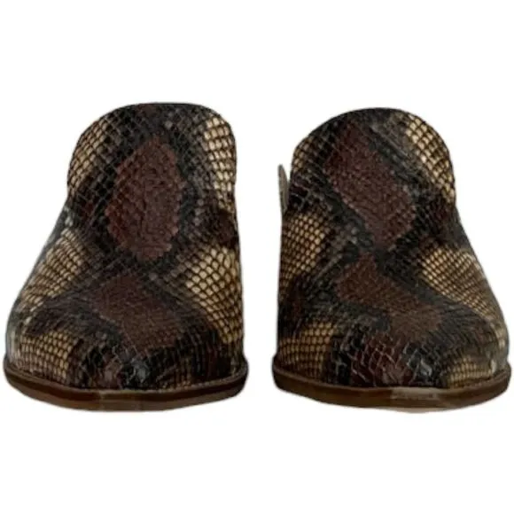 Chinese Laundry Marnie Python Snake Print Mule Stacked Heel Loafers Clogs US 6