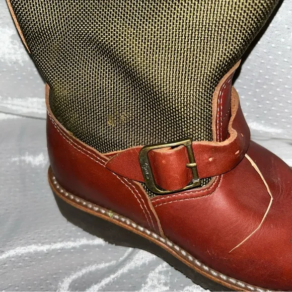 Chippewa Brown and Green Heeled Boots