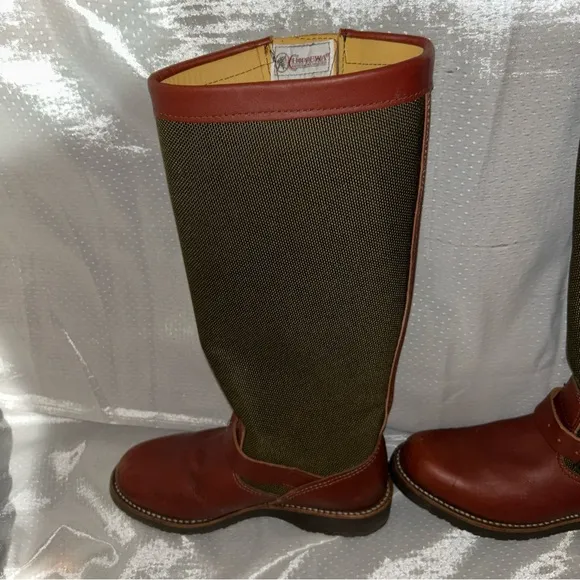 Chippewa Brown and Green Heeled Boots