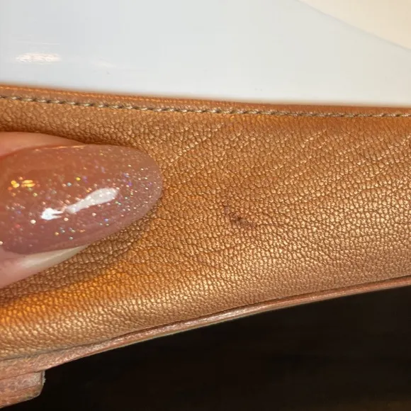 Chloe Chain Flower Tan Leather Flats Size 37
