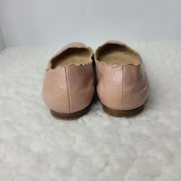 Chloe Lauren Nappa Leather Scalloped Trim Slip-on Ballet Flats