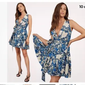 Christian Lacroix Blue Paisley Linen Wrap Dress Medium