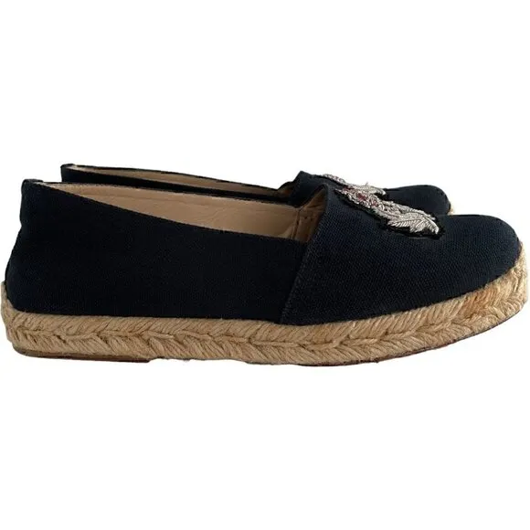 Christian Louboutin Galia Espadrilles Canvas Crest Navy Blue