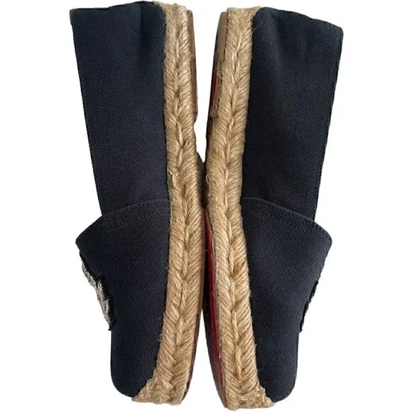 Christian Louboutin Galia Espadrilles Canvas Crest Navy Blue