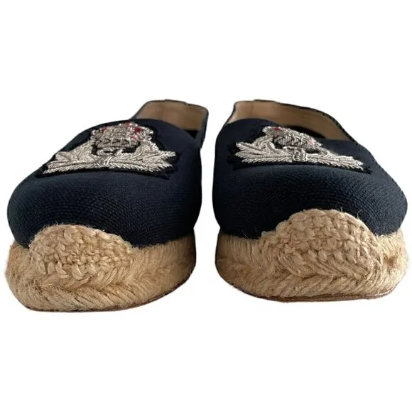 Christian Louboutin Galia Espadrilles Canvas Crest Navy Blue