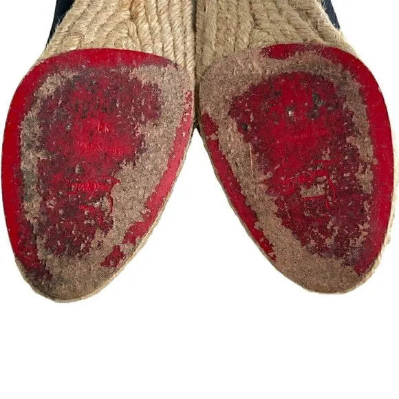 Christian Louboutin Galia Espadrilles Canvas Crest Navy Blue