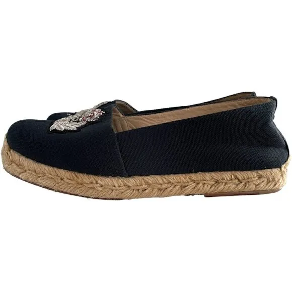 Christian Louboutin Galia Espadrilles Canvas Crest Navy Blue