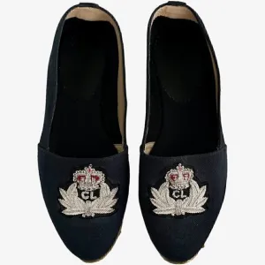 Christian Louboutin Galia Espadrilles Canvas Crest Navy Blue