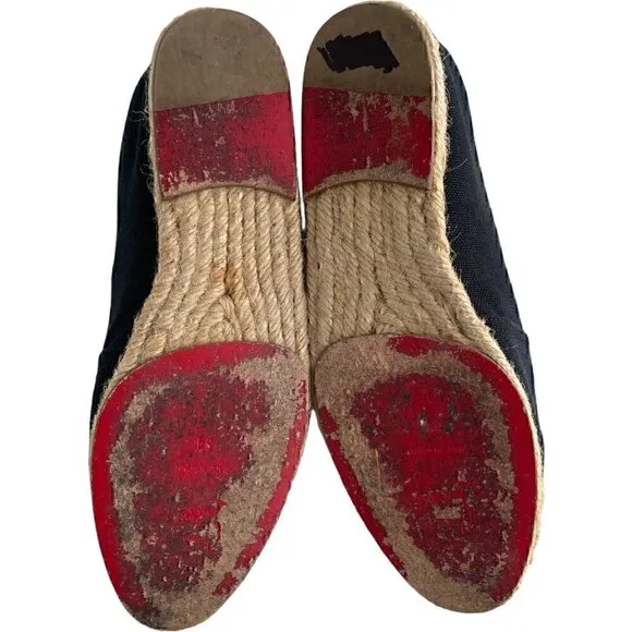 Christian Louboutin Galia Espadrilles Canvas Crest Navy Blue