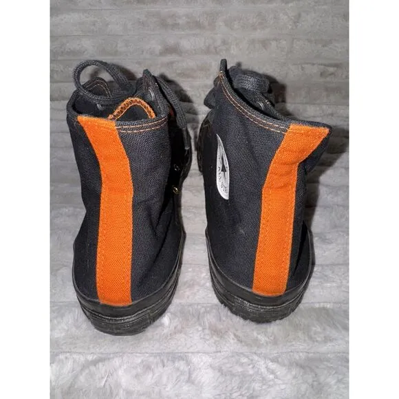 Chuck Taylor Converse Black Orange Tongue Black Sole Mens 11.5 Women's 13.5 Goth