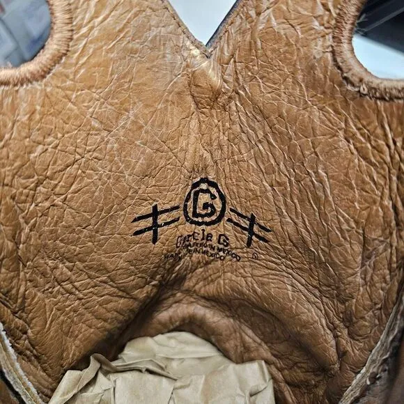 Circle G Womens Cutout Embroidery Cognac Brown Square Toe Boots  Made in Mexico