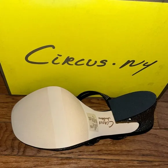 Circus NY by Sam Edelman Hanson Platform Sandals Black w/ Silver Women’s Size 8