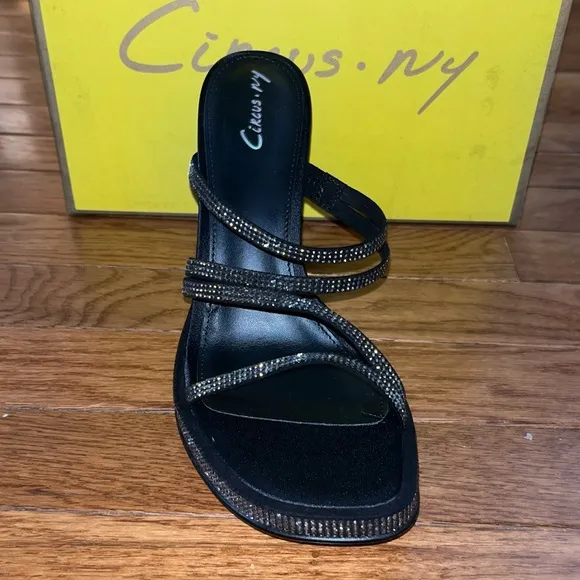 Circus NY by Sam Edelman Hanson Platform Sandals Black w/ Silver Women’s Size 8