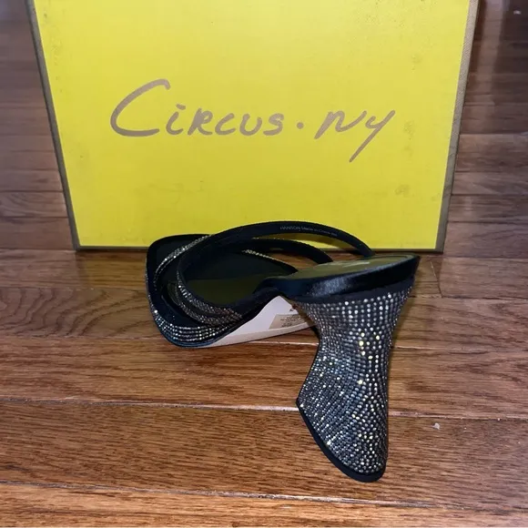Circus NY by Sam Edelman Hanson Platform Sandals Black w/ Silver Women’s Size 8