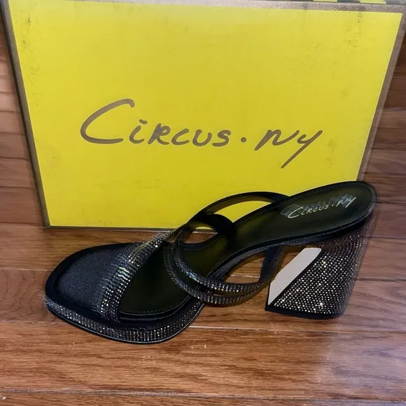 Circus NY by Sam Edelman Hanson Platform Sandals Black w/ Silver Women’s Size 8