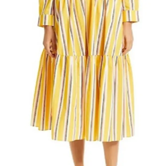 Clare V Manon Skirt in Marigold Awning Stripe