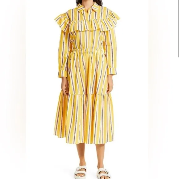 Clare V Manon Skirt in Marigold Awning Stripe
