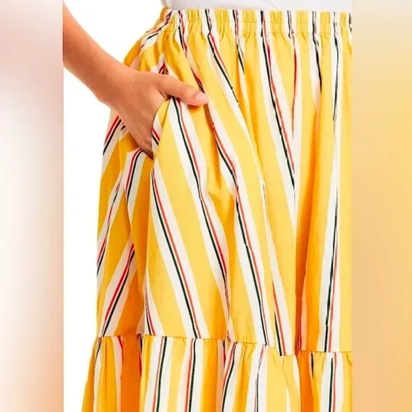 Clare V Manon Skirt in Marigold Awning Stripe