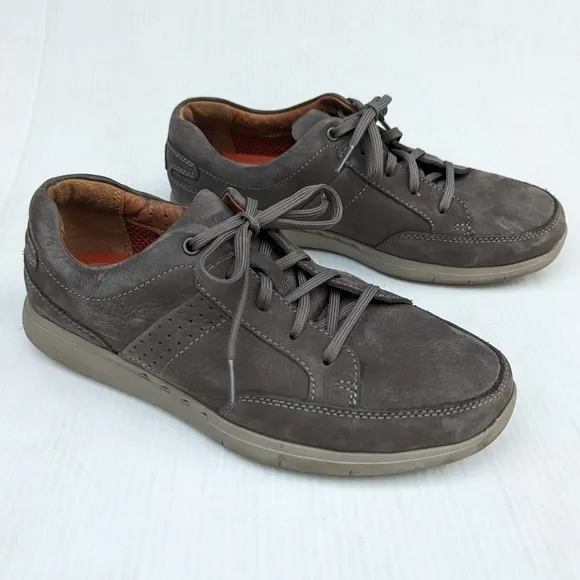 CLARKS 1825 mens gray leather oxford loafers business casual shoes