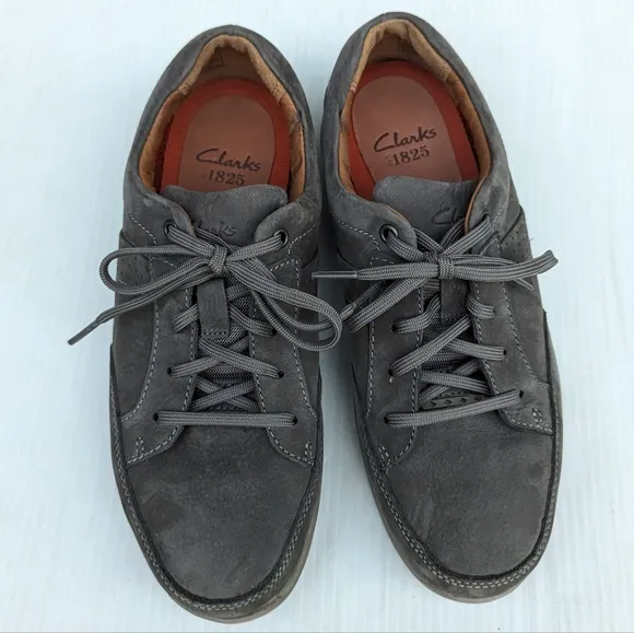 CLARKS 1825 mens gray leather oxford loafers business casual shoes