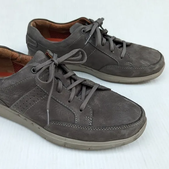 CLARKS 1825 mens gray leather oxford loafers business casual shoes