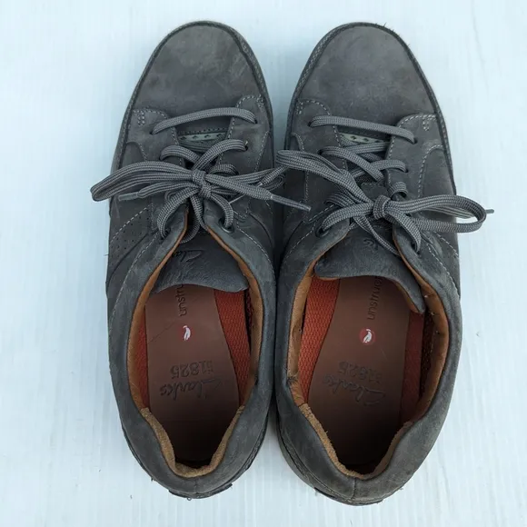 CLARKS 1825 mens gray leather oxford loafers business casual shoes