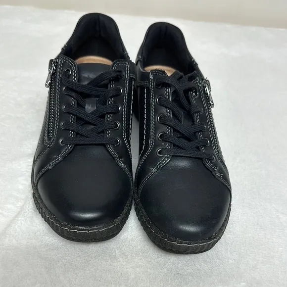 Clarks Black Sneakers with Leather Upper and Rubber Sole