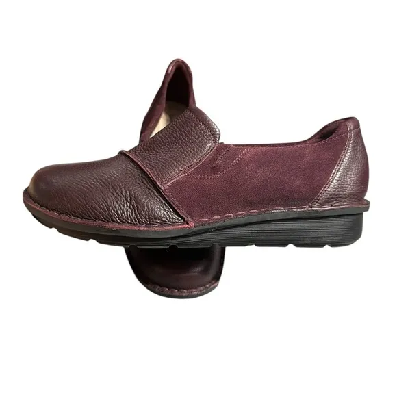 Clark’s Cognac Red Michela Opal Leather &amp; Suede Slip-on Flats 8W