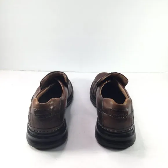 Clarks Escalade Loafers Shoes Men Size 11 Brown Leather Slip-On Round Toe