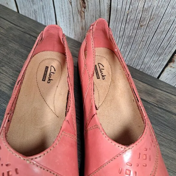 Clarks Evianna Fig4 Coral Leather Slip On Flats Women's Size 10 M (NWOB)