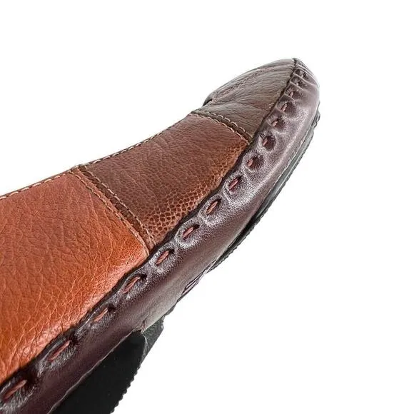 CLARKS Leather Patchwork Ballet Flats in Browns Women's Size 9