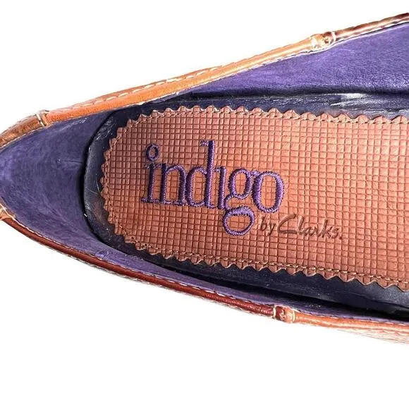 CLARKS Leather Patchwork Ballet Flats in Browns Women's Size 9