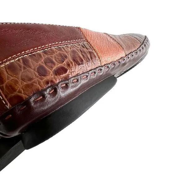 CLARKS Leather Patchwork Ballet Flats in Browns Women's Size 9