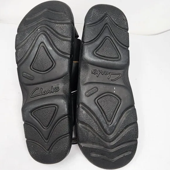 Clarks Mens Black Leather Weave Strap Sandals Size 12M Made In Italy