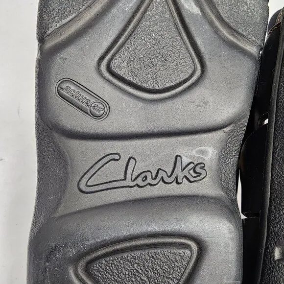 Clarks Mens Black Leather Weave Strap Sandals Size 12M Made In Italy