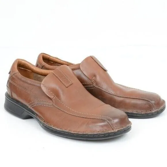 Clarks Men's Escalade Step Loafers Casual Slip On Brown Leather Men's 9.5M
